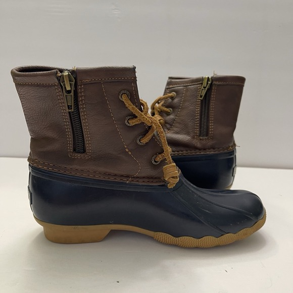 Sperry Navy Saltwater Rubber Leather Duck Rain Boots Booties Galoshes Shoes 2 - Picture 5 of 9